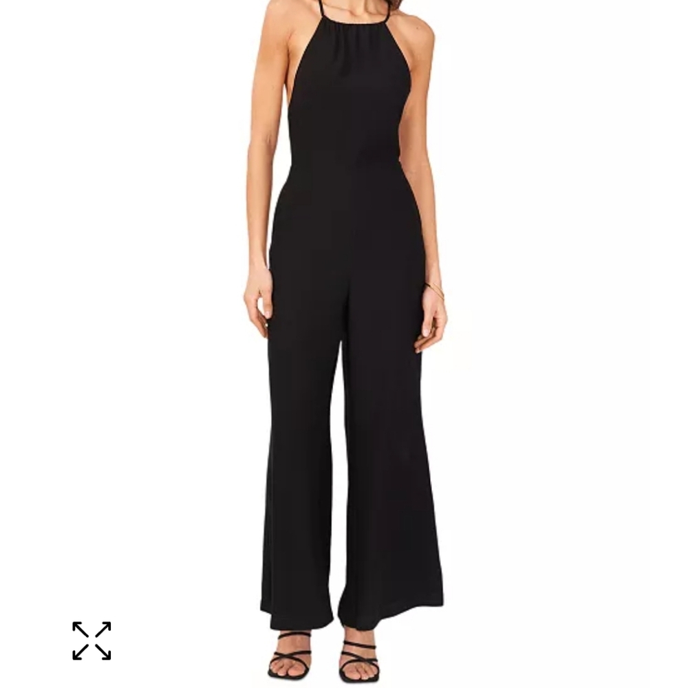 1. State Open Back Halter Wide Leg Jumpsuit Small Black